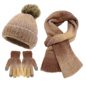 Ombre Brown Knit Three Piece Set