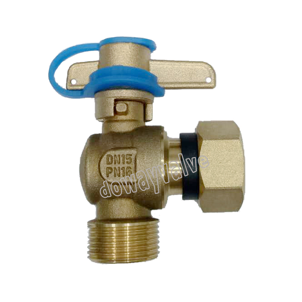 Vanne &agrave; bille verrouillable de type angle en laiton quart de tour