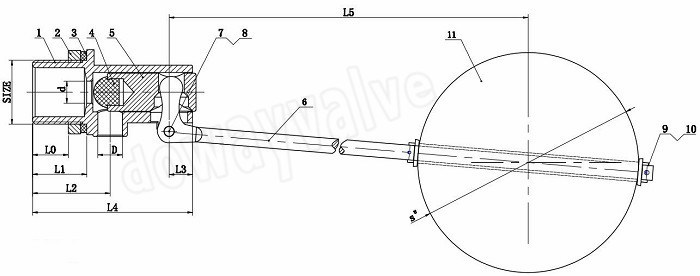 Robinet &agrave; tournant sph&eacute;rique en plastique de flotteur d'acier inoxydable de cuivre / laiton pour le puisard de r&eacute;servoir de stockage d'eau