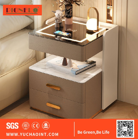 Xy Best Smart Bedside Table Simple Modern Advanced Light Luxury Home Bedroom Bedside Storage Solid Wood Storage Cabinet