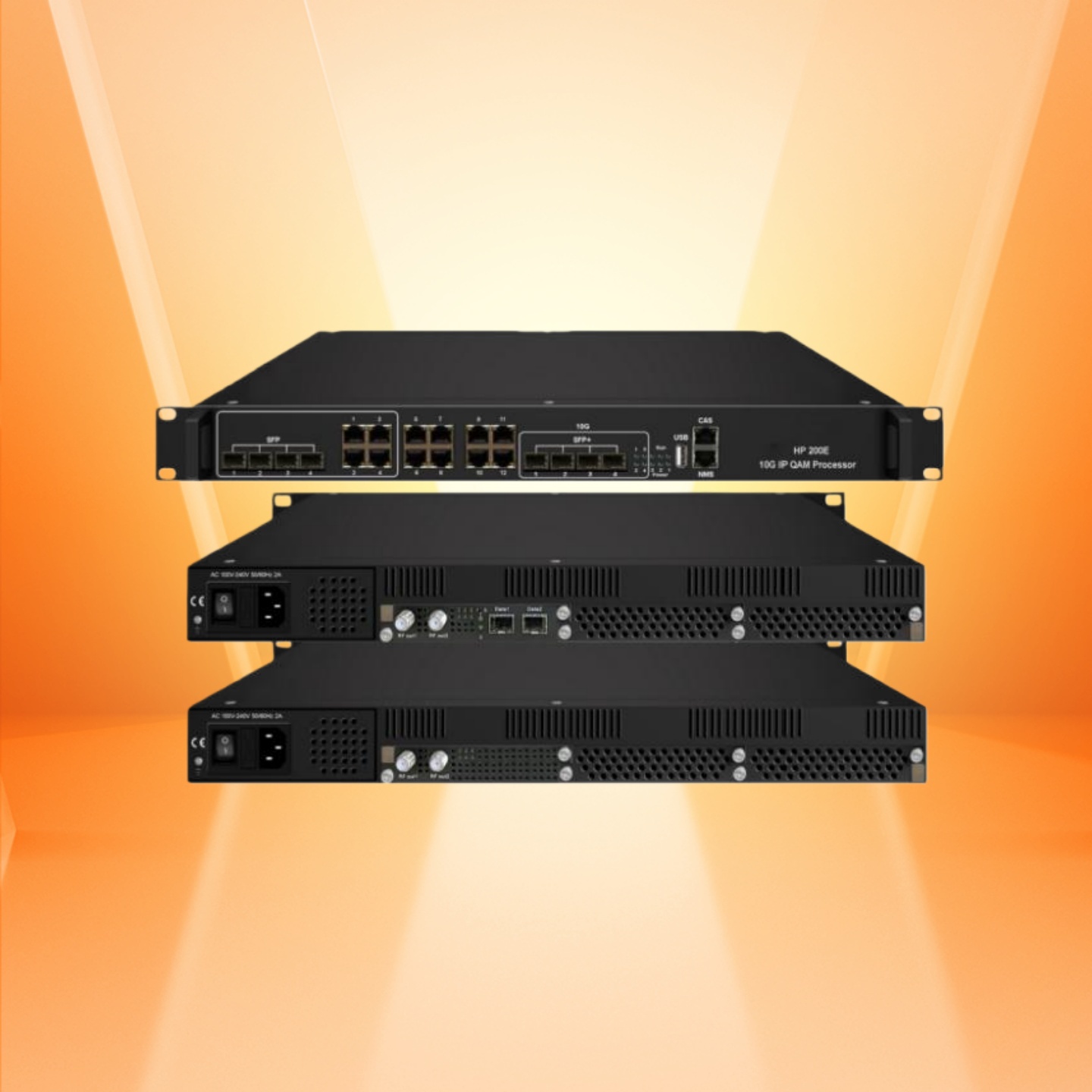 HP200E 10G IP To 64 QAM Modulator 4 SFP+10GE Input 64 Qam Output 