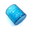 Yayun dimond embossed blue glass candle holder