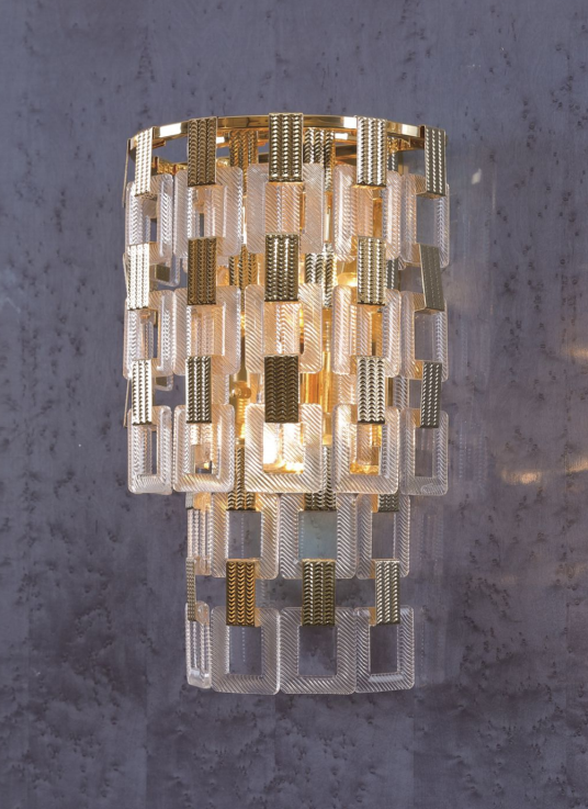 Настенный светильник с прозрачной золотой металлической квадратной цепью для использования внутри помещений (MB80200-3-520)