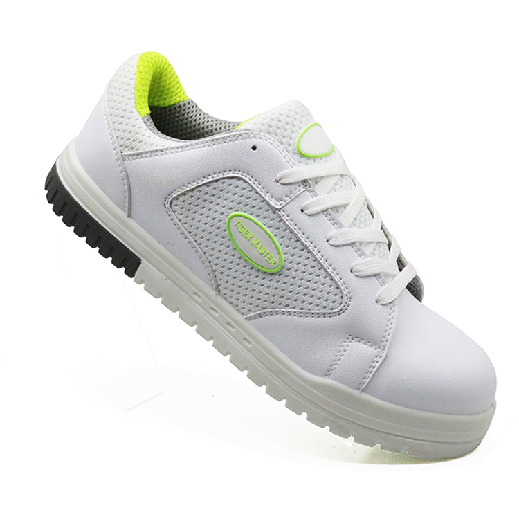 White pu injection metal free breathable casual sport safety shoes