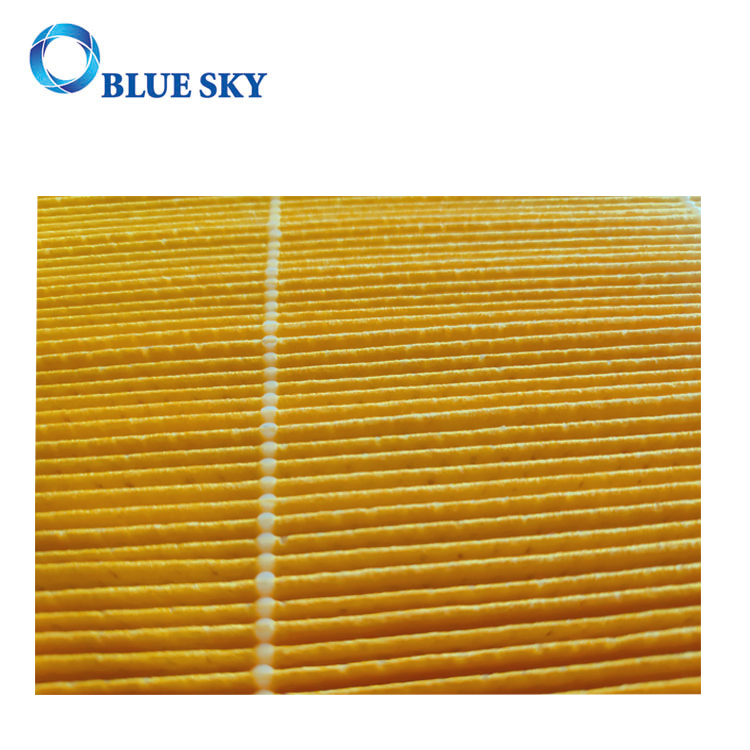 Filtro de panel de material de papel de pulpa de madera amarillo personalizado para purificador de aire