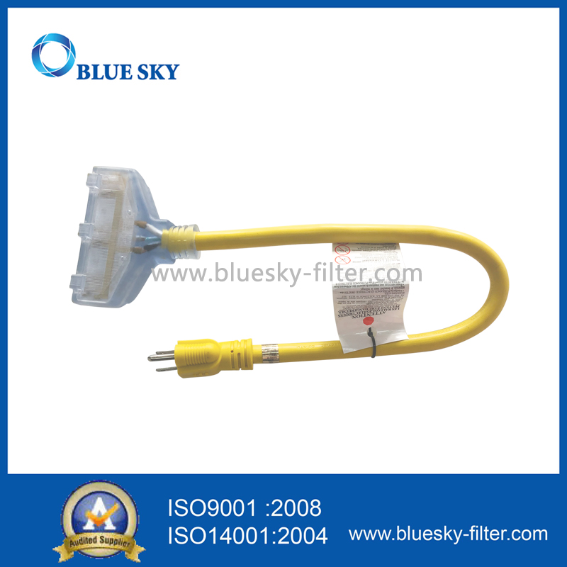 Cable de alimentación eléctrica de extensión amarilla de conector transparente de 60 cm para aspiradoras