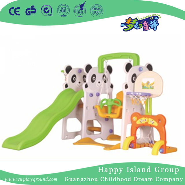 可爱幼儿园塑料小熊猫秋千滑梯(ML-2014604)