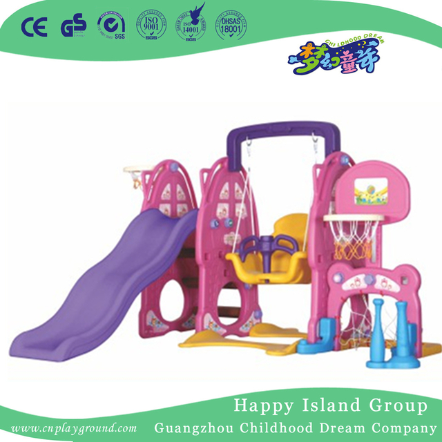 Pink Rabbit Kinder Kunststoff kleine Spielplatzrutsche mit Schaukel (ML-2014006))