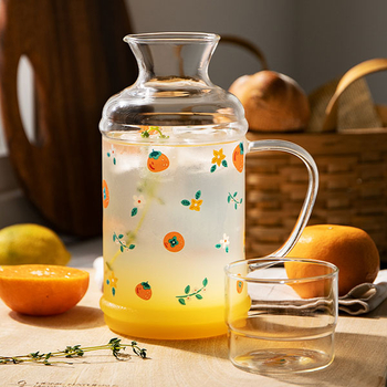 1000ml Glass Drinking Jug with Handle and Cup