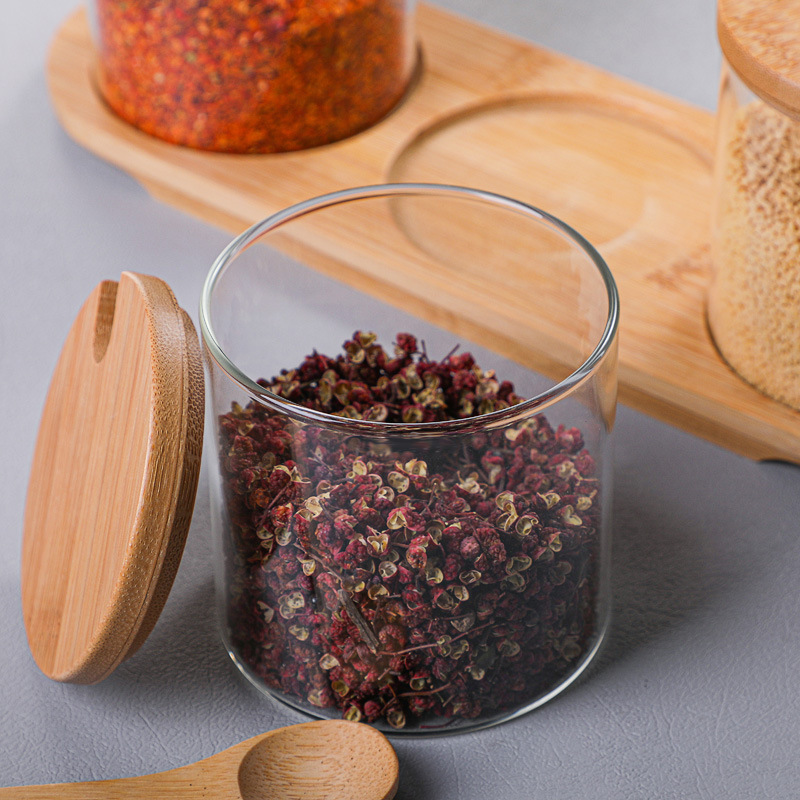 300ml Glass Spice Jar with Wooden Cap and Spoon