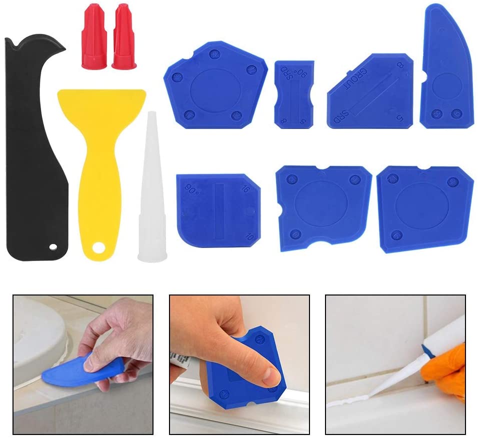 Plastic Sealant Spreader Caulking Scraper Glass Glue Finishing Tool Kit for Bathroom Kitchen Sealing Hand Caulk Removal Tool