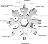 Silver Key Chain Hex Wrench Set Cross Screwdriver Kit Box Bottle Opener 18 in 1 Stainless Steel Snowflake Multitool