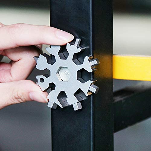 Silver Key Chain Hex Wrench Set Cross Screwdriver Kit Box Bottle Opener 18 in 1 Stainless Steel Snowflake Multitool