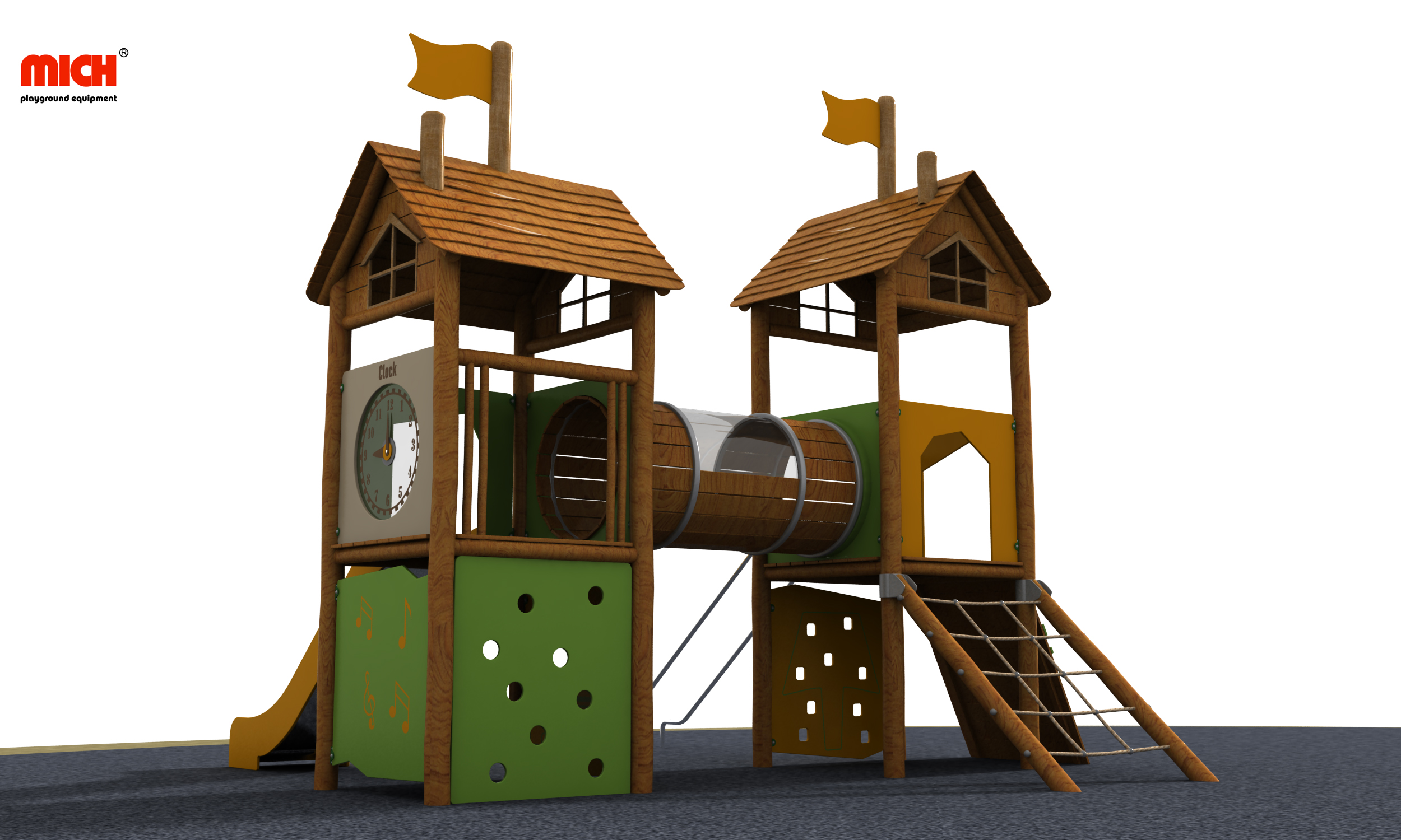 Niños pequeños al aire libre de madera de madera