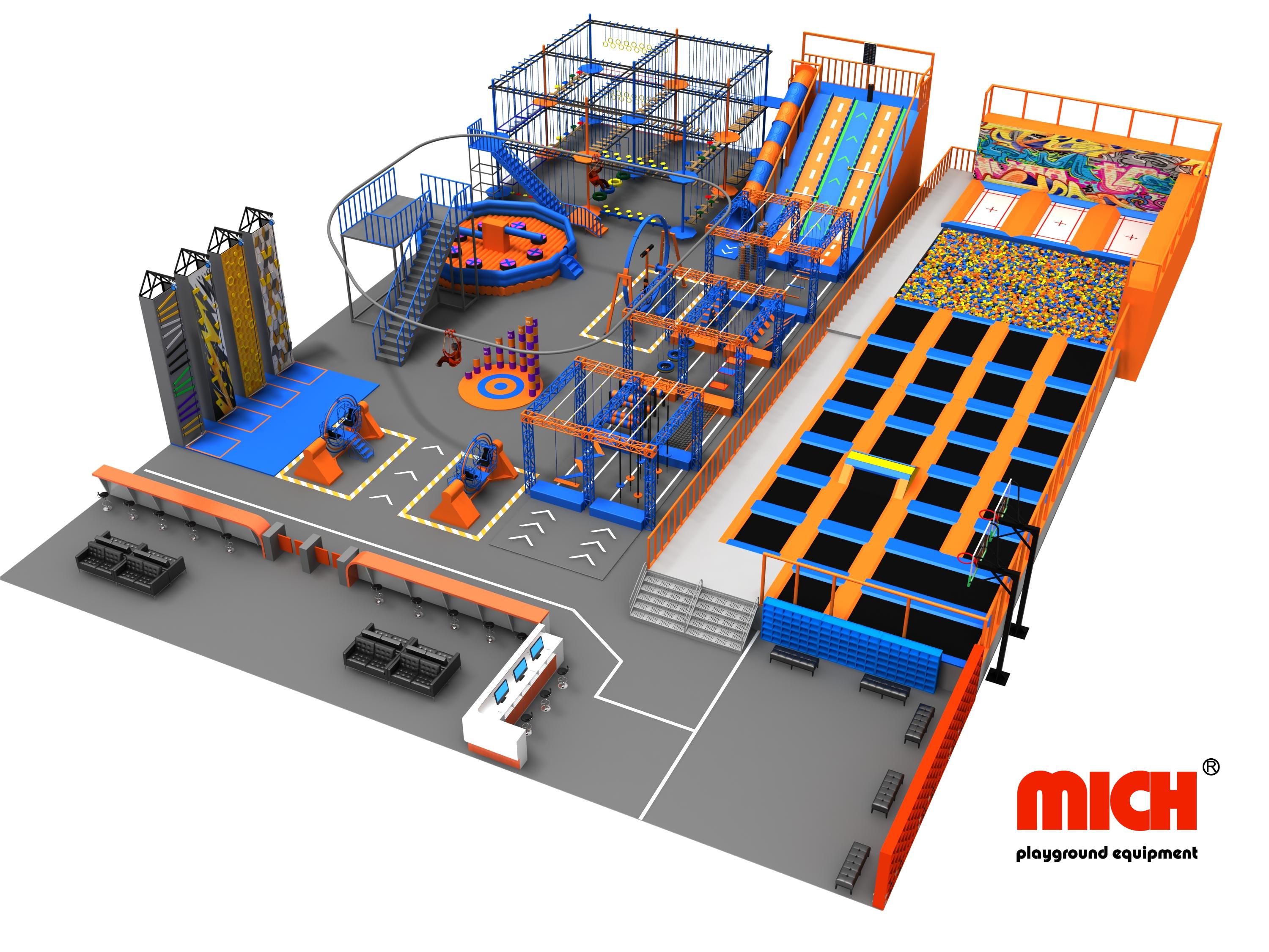 Mich 2024 Parque de trampolín Ninja Integrativo Interior grande