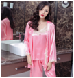Sleepwear2PCS Women Sexy Silk Satin Pajamas Sleepwear