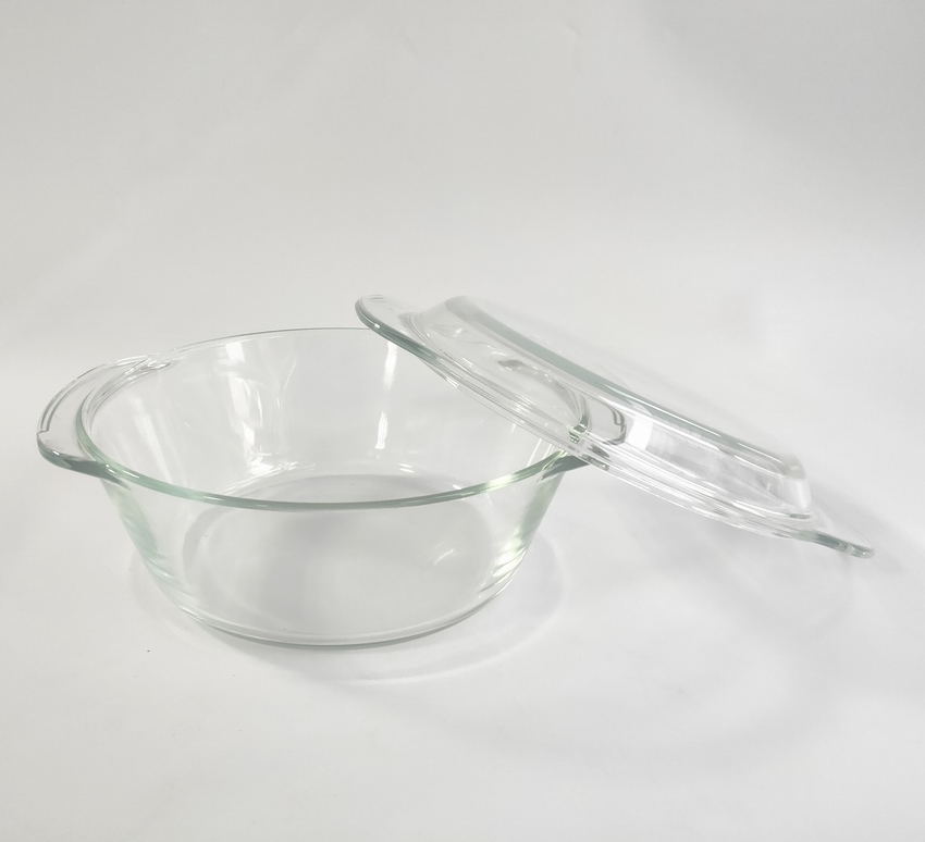 Round Glass Baking Dish 1.5L Casserole with Lid for Oven