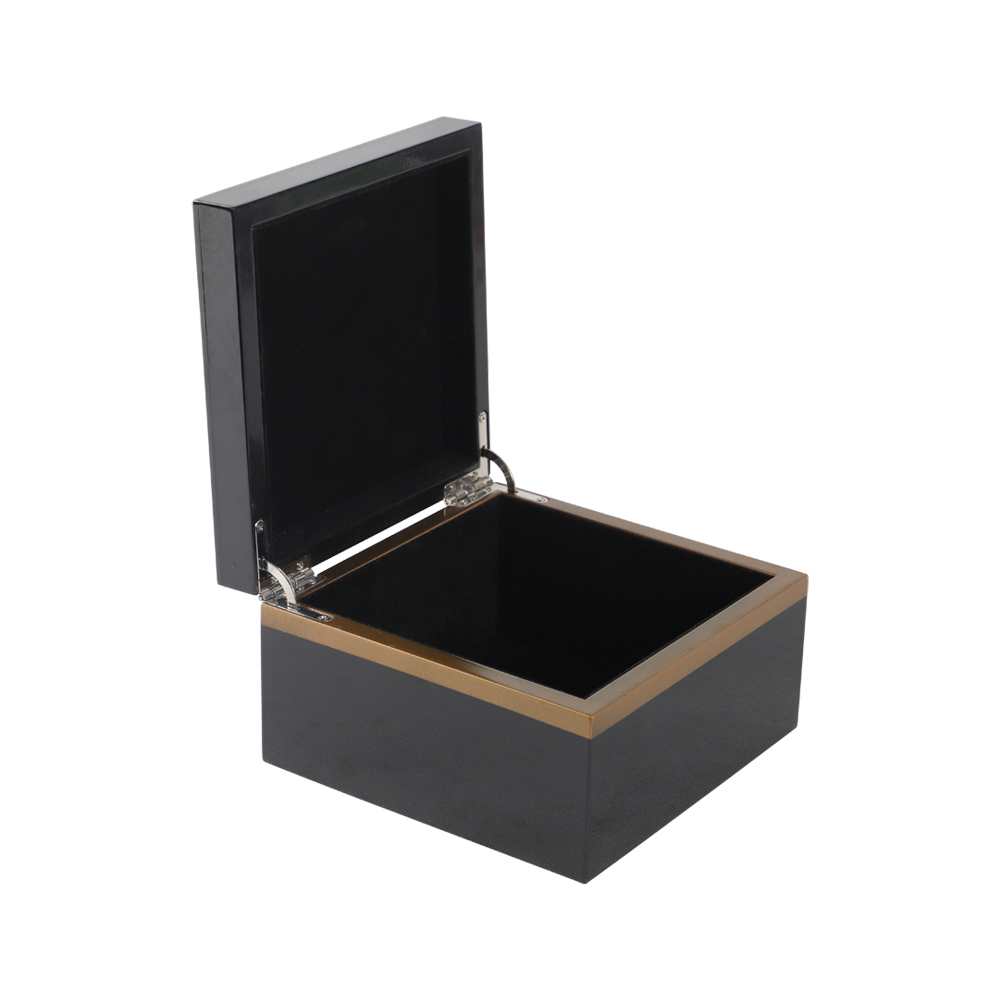 Top with Mable Wooden Veneer Black Marble Small Box Large Wood Storage Cube Box with Lid Gift Box Set