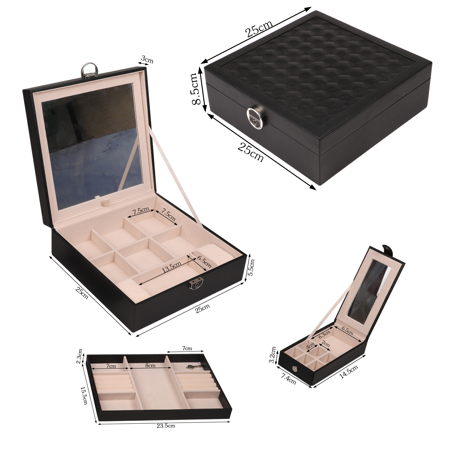 Jewelry Box Organizer for Women Girls, Two Layer Jewelry Display Storage Holder Case for Necklace Earrings Bracelets Rings Watches