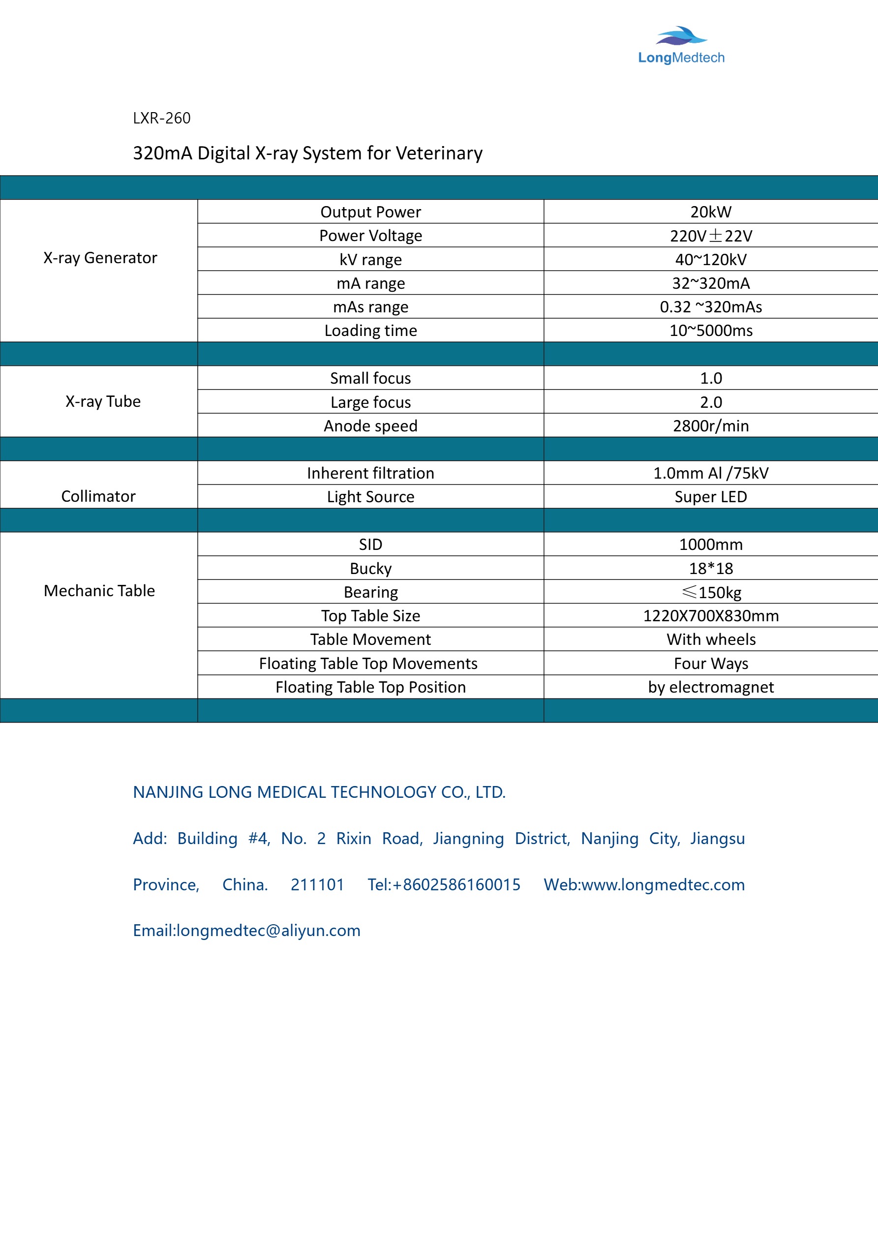 Малын эмч-1-д зориулсан LXR-260 320mA дижитал рентген систем