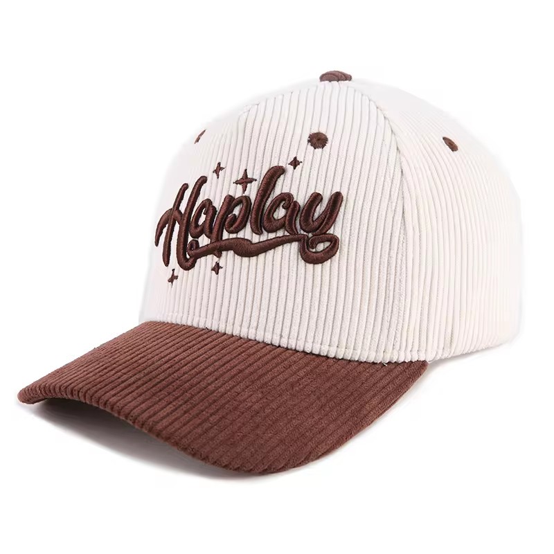 Custom High Qualiy 6 PANEL Corduroy Cotton Snapback Baseball hat Cap