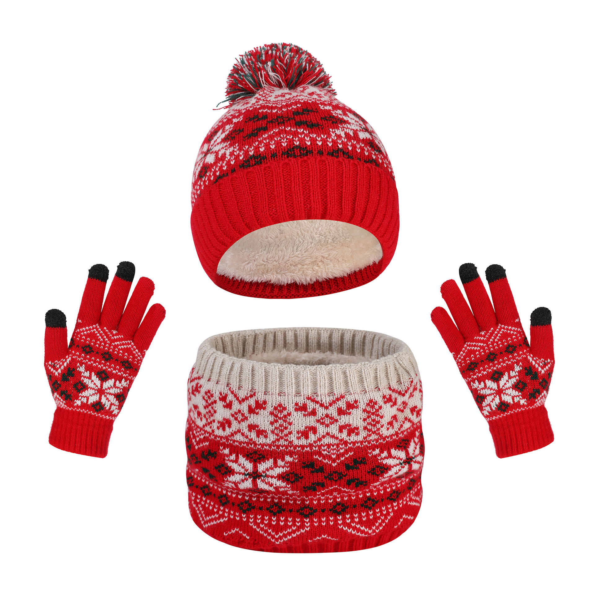 Winter Ladies Hat Neckwarmer Glove Set