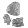 Thickened Knit Beanie Scarf Gloves Three Piece Set