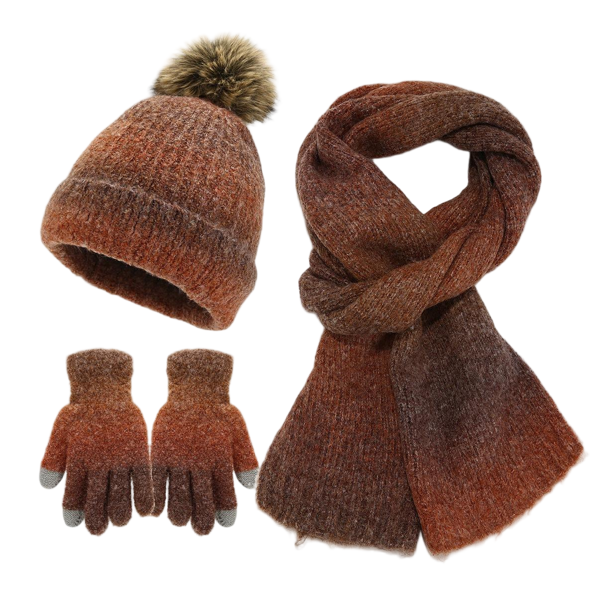 Ombre Red Knit Three Piece Set