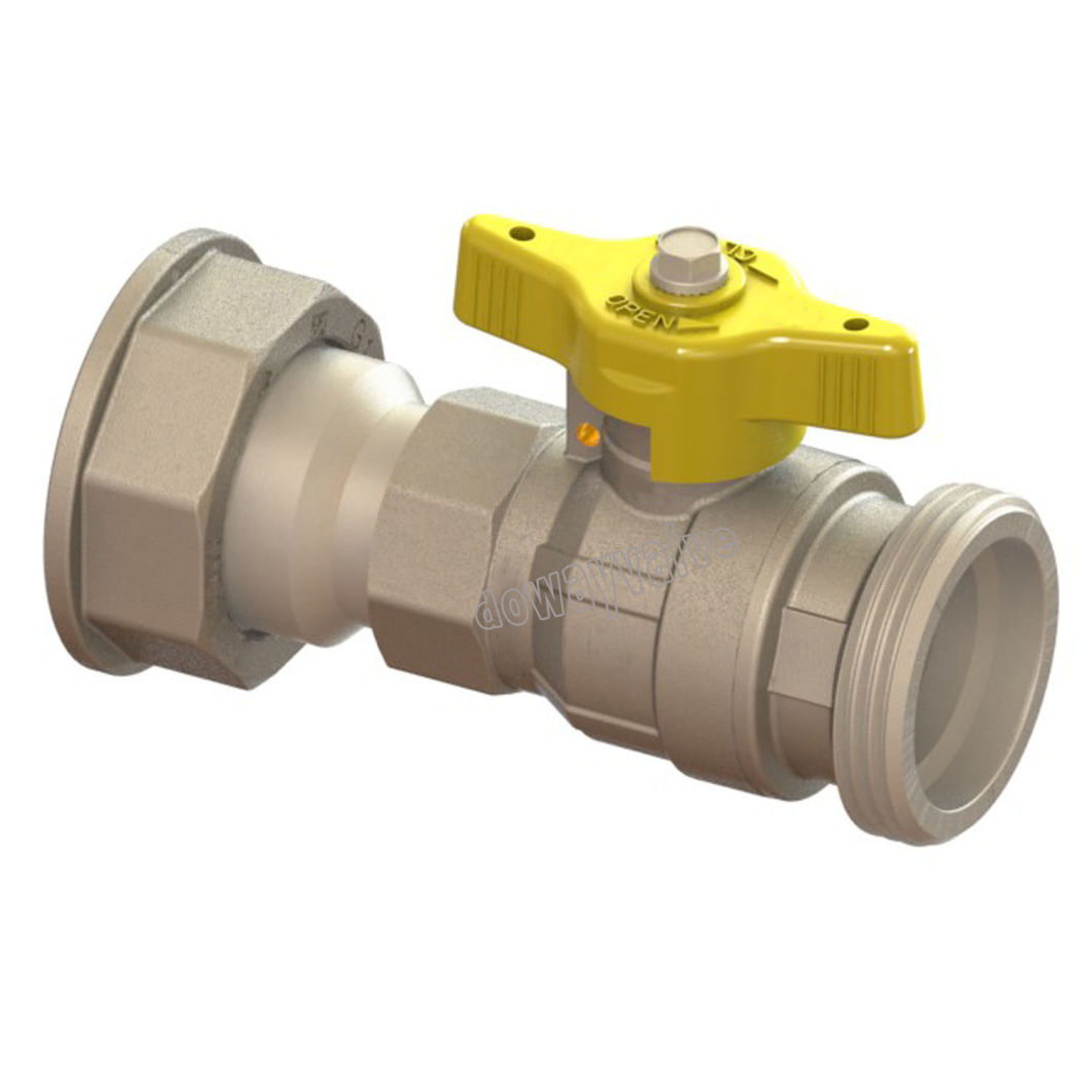 Vanne &agrave; bille d'admission &agrave; al&eacute;sage r&eacute;duit pour compteur de gaz avec poign&eacute;e en T scellable jaune