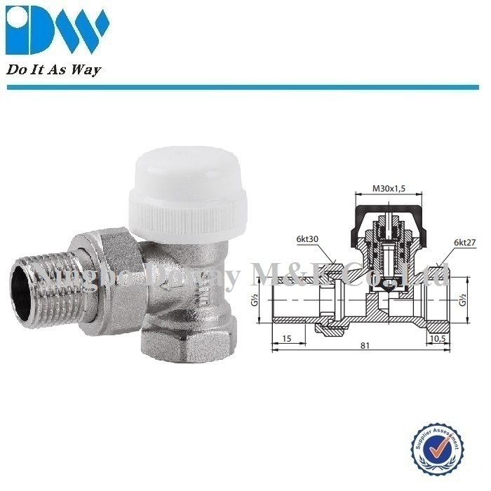 Valve de radiateur thermastatique de type droit avec capuchon ABS