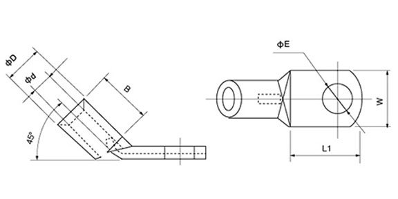 Bornes de tube en cuivre coud&eacute;es T45 pour fil
