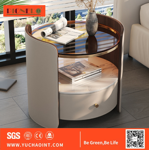 New Style High-End Bedside Table Saddle Leather Simple Modern Home Bedroom Cabinet Light Luxury Master Bedroom Hospital