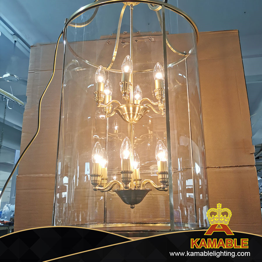 Подвесной светильник из латуни из прозрачного стекла в европейском стиле в зале (1719D49)