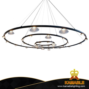 Привлекательное кольцо из черного прозрачного стекла для гостиной, подвесной светильник (KYA-13P)