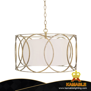 Классический домашний декоративный подвесной светильник из бежевой ткани из железа (KJC06)