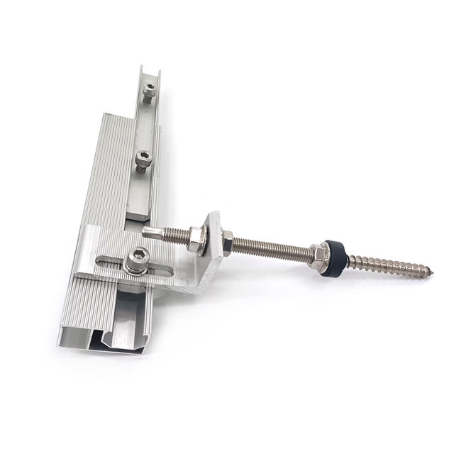 Rail de montage de panneau solaire en aluminium avec boulon de suspension et supports de serrage en L