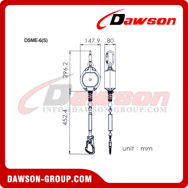 Linha de vida retr&aacute;til s&eacute;rie DSME-6 (S) - Dawson Group Ltd. - Fabricante, f&aacute;brica na China
