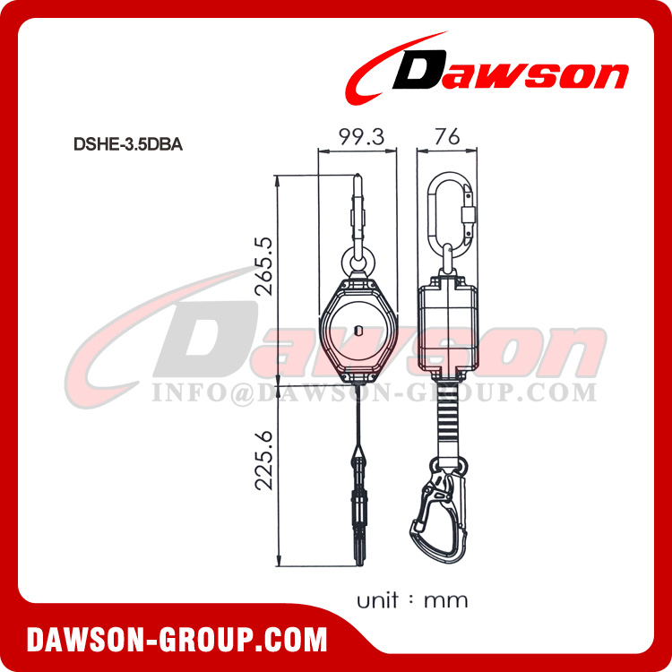 Linha de vida retr&aacute;til s&eacute;rie DSHE-3.5DBA - Dawson Group Ltd. - Fabricante, f&aacute;brica na China
