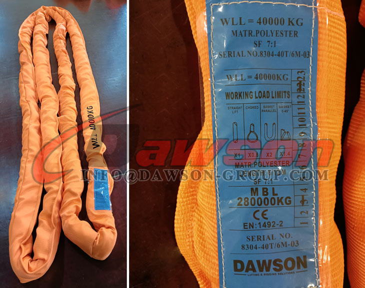 WLL 40T ポリエステル ラウンド スリング、海洋用ソフト リフティング スリング、エンドレス リフティング スリング - Dawson Group Ltd. - 中国メーカー、サプライヤー、工場
