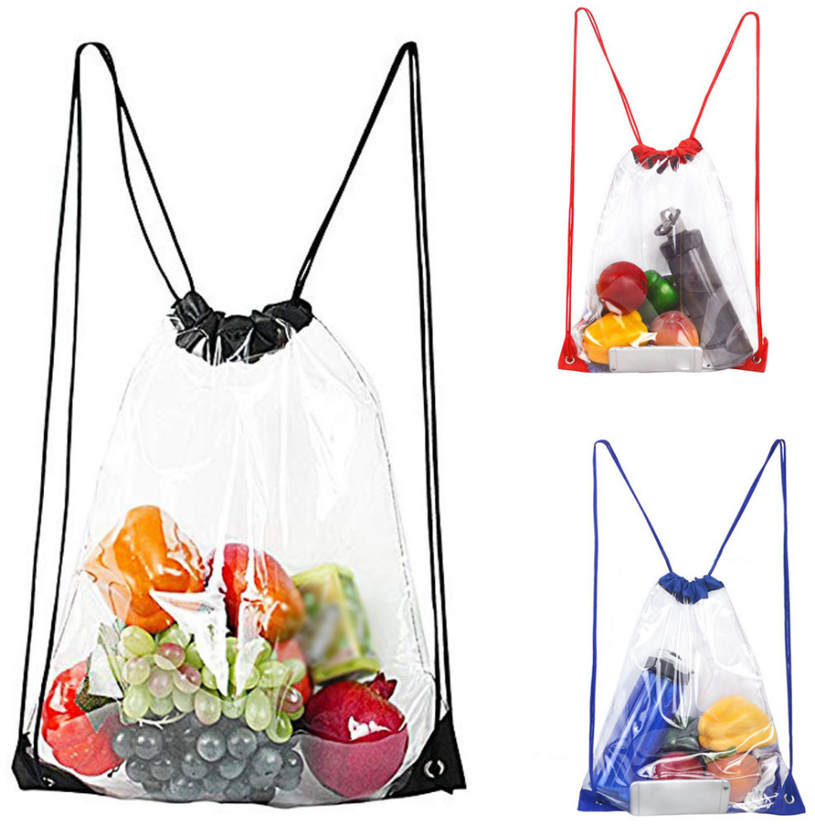 High Quality Plastic TPU PVC Clear Drawstring Backpack Bag