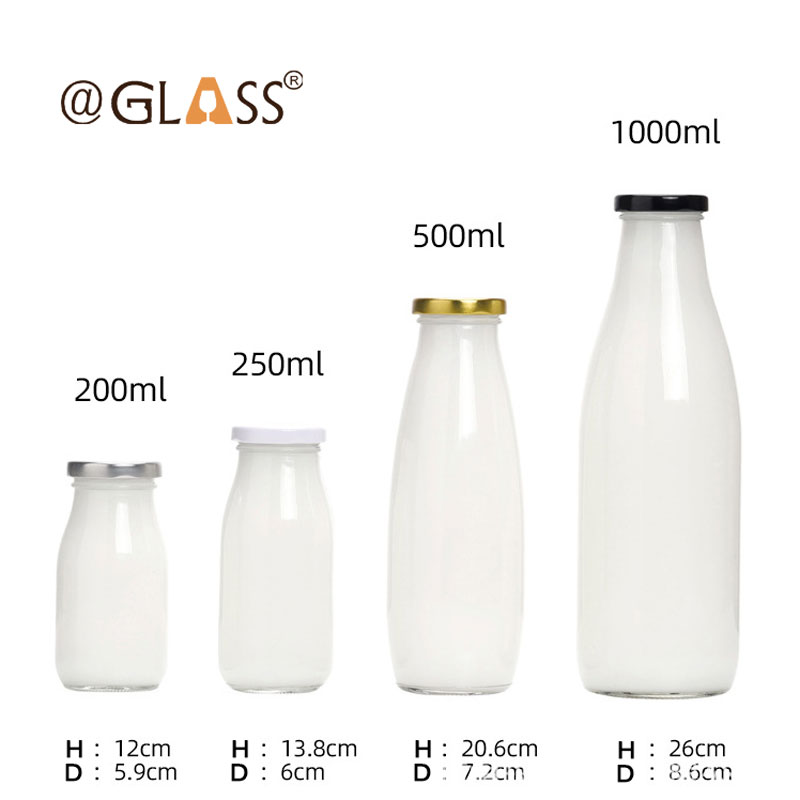 Glass Milk Bottle 200ml, 250ml, 500ml, 1000ml