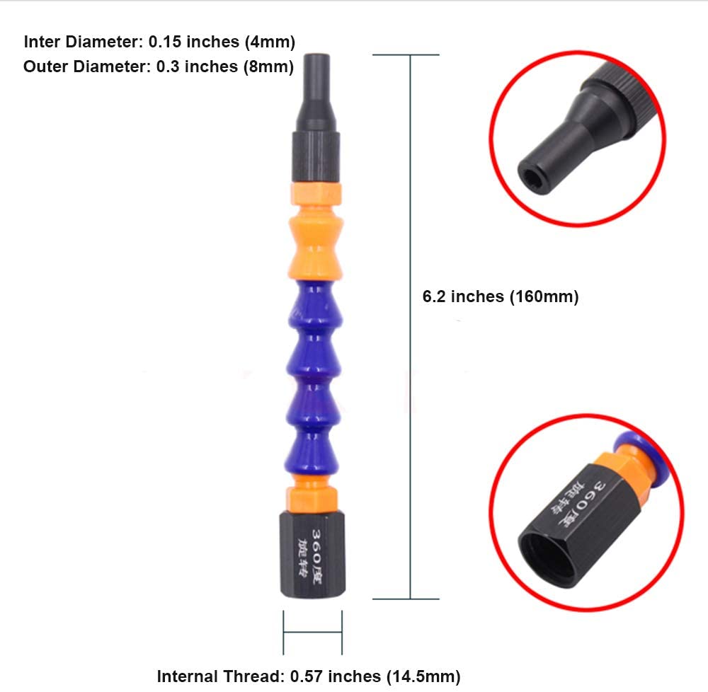 Flexible Caulking Tube Tip Extension Caulk Gun Cones Articulating 360 Degree Nozzles for Standard Cartridge Guns