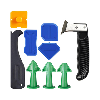 9 pcs/ set Caulk Finishing Tool Joint Sealant Silicone Grout Remover Angle Scraper with Caulking Nozzle Applicator