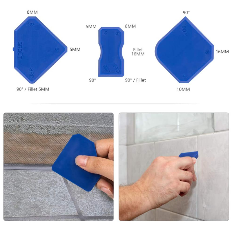 Black/Blue 4 Pieces Sealant Tool Caulking Tool Kit for Bathroom Kitchen and Frames Sealant Seals