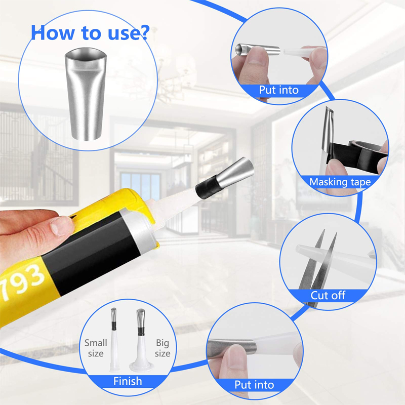 6 in 1 Silicone Caulking Tools Grout Scraper Reuse and Replace 5 Silicone Pads Sealant Finishing Tool