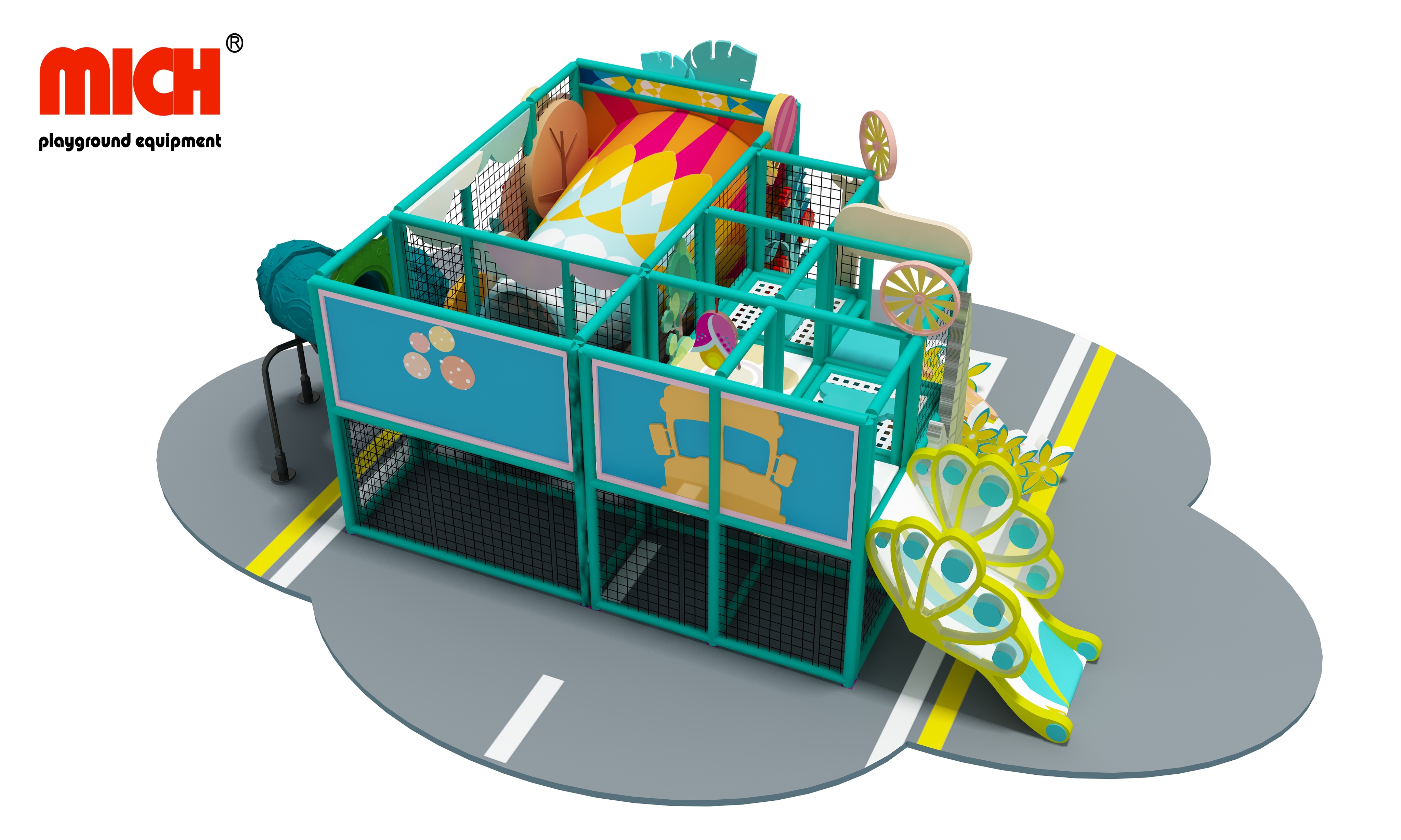 Nuevo diseño Pequeño parque para niños coloridos con toboganes
