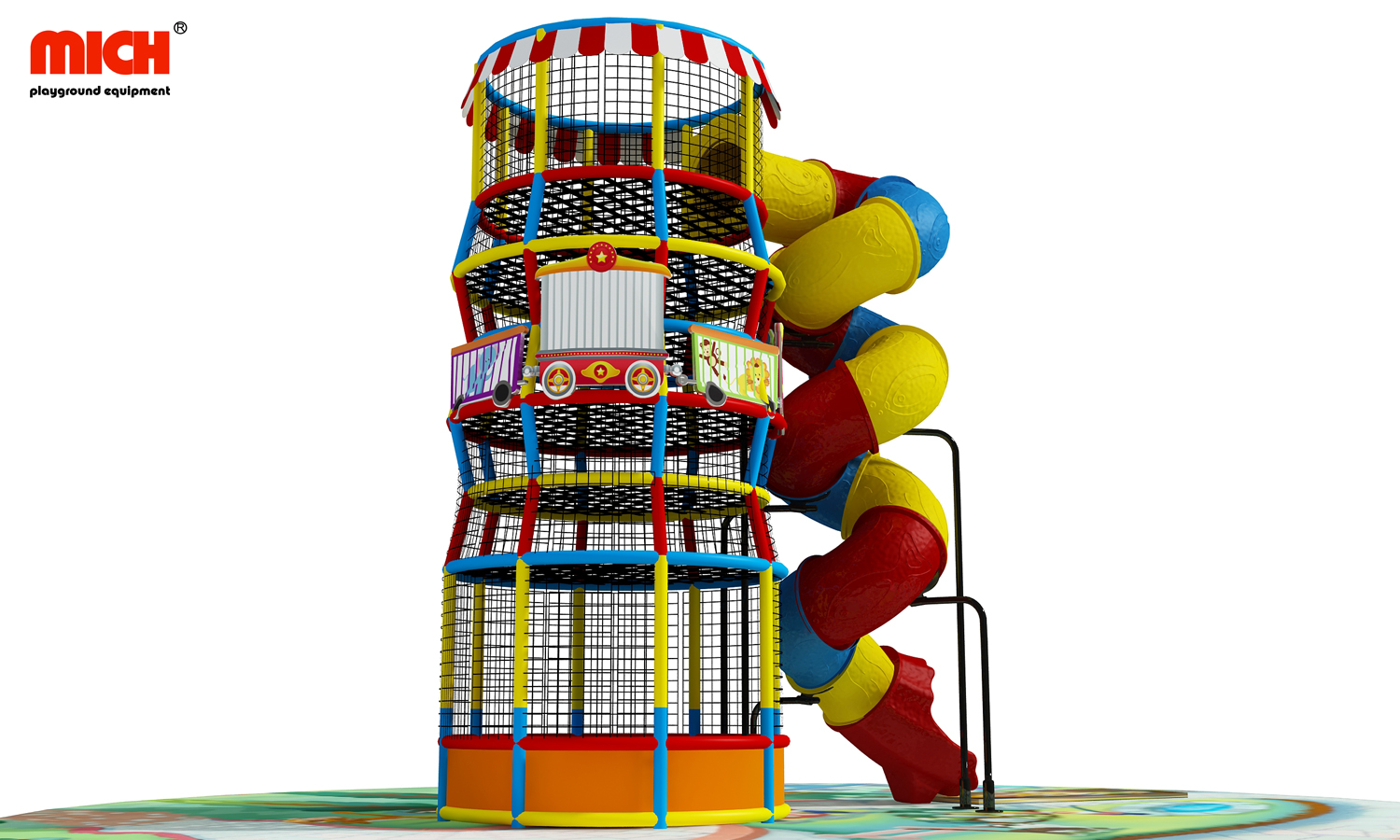 Башня для альпинизма паука со спиральными слайдами