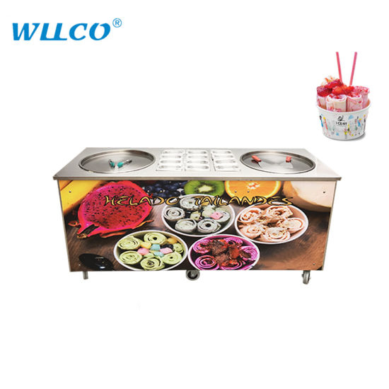 10 Cooled Cotainers 2 Big Cold Pan Fried Ice Cream Machine