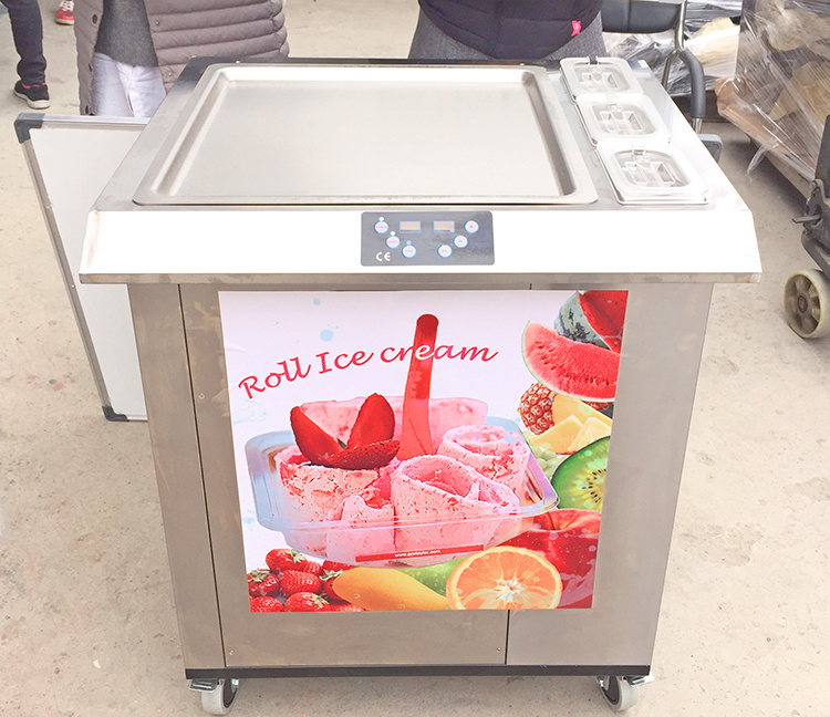 Commercial Cold Stone Square Shape Pan Ice Cream Rolls Machine