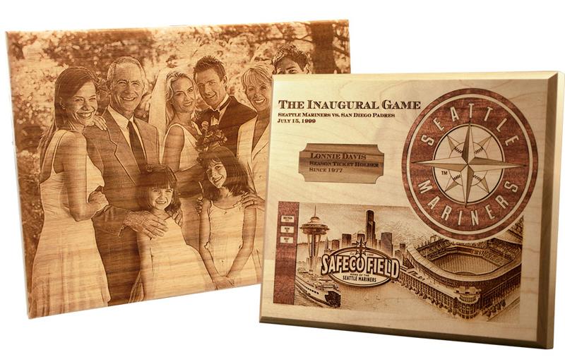 marca del laser del CO2 en la madera